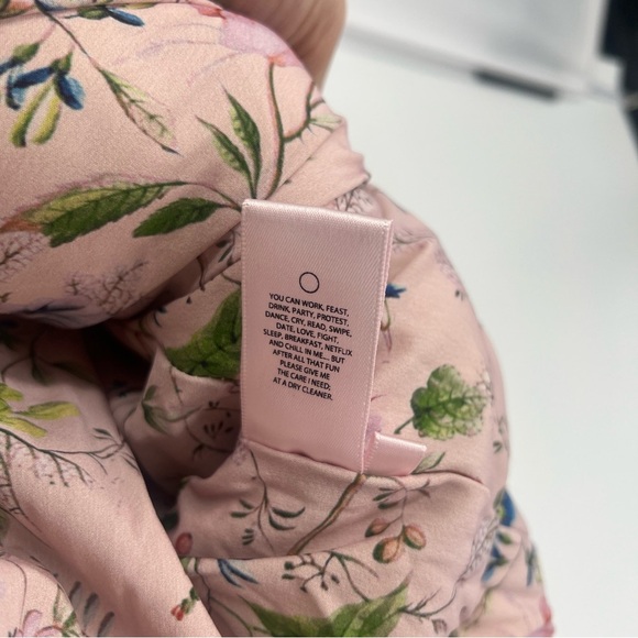 Selkie The Marshmellow Puffer Pink Floral Cropped Coquette Puff Sleeve Coat XS - Picture 10 of 11